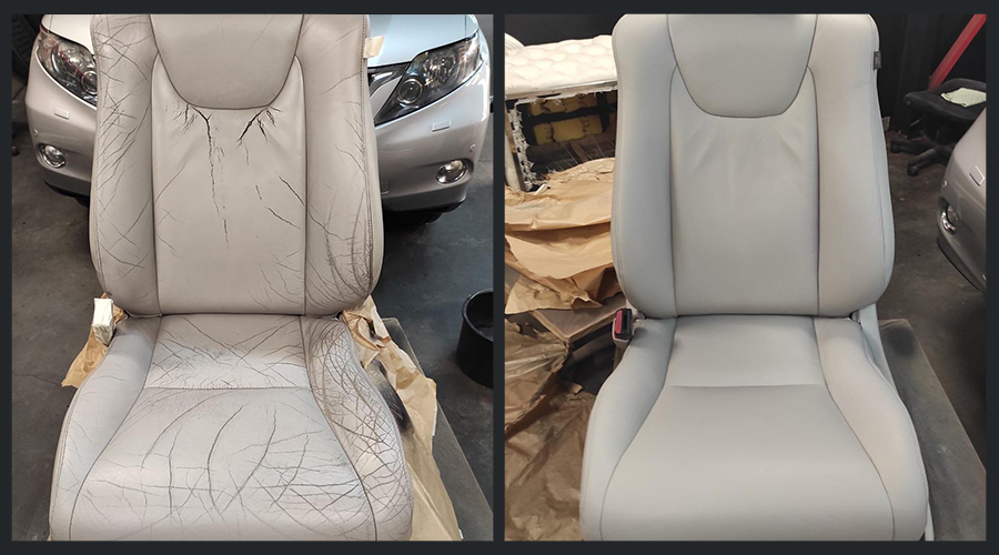 Bőrfestés előtte–utána – színhelyreállítás és felületjavítás Colourlock rendszerrel